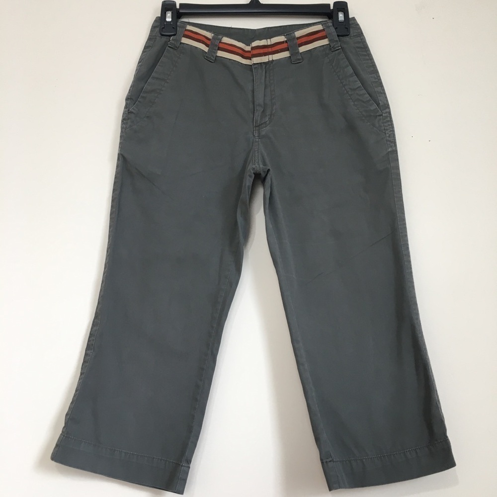 Vintage Uright Mid Rise Olive Green Cropped Straight leg Causal Capris Pants